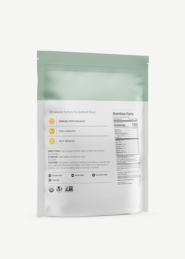 Big Bold Health Himalayan Tartary Buckwheat (HTB) Super Nutrition, Gluten-Free Flour Alternative for Baking. Certified Organic, Non-GMO, and Kosher