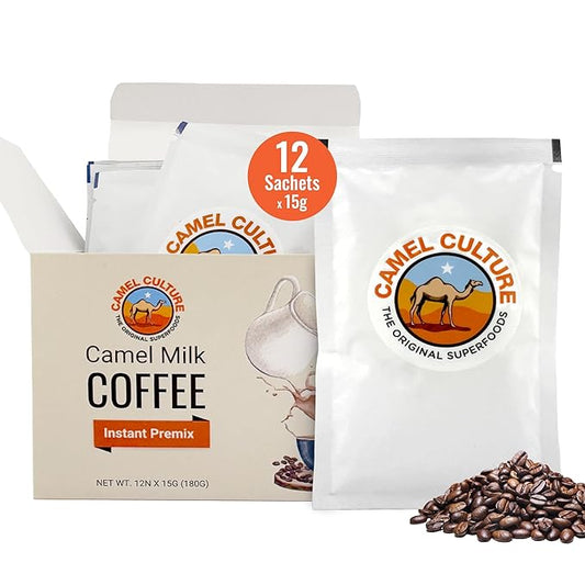 Camel Milk Coffee Instant Premix Sachets - Nutrient Rich - Instant Coffee - 15G x 12 Sachets – Nutrient-Rich Blend & Immune-Boosting Instant Coffee Powder – On-the-Go Convenience & Premium Healthy Beverage