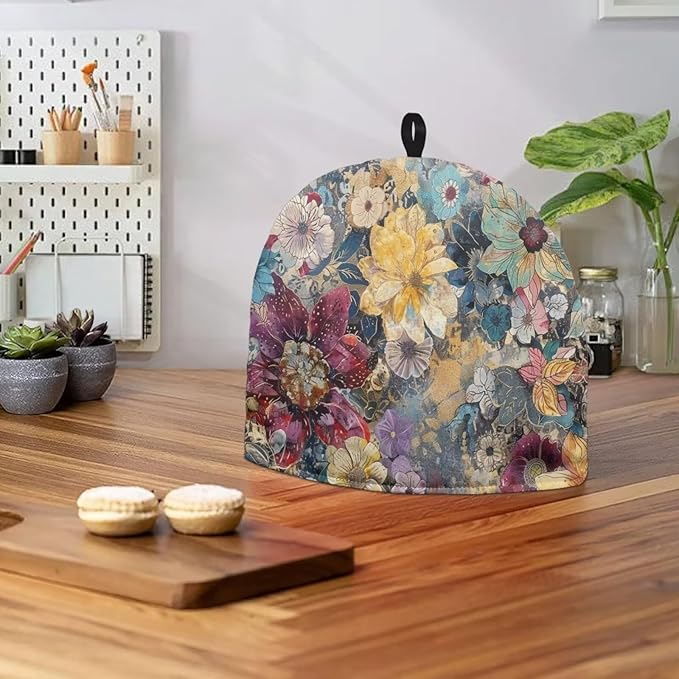 Hudotybom Boho Floral Tea Cozy for Teapot - Insulated Large Teapot Cover to Keep Warm Tea Kettle - Machine Washable Coffee Pot Cloth - Kitchen Home Decorations