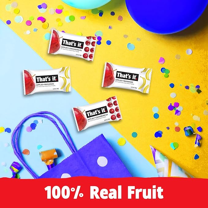 That???It. Fun Size Fruit Bars Variety Pack(50 Pieces, 10g Each) With Apples + Bananas, Apples + Cranberries, Non-GMO, Paleo and Kosher Friendly, Gluten Free Breakfast Snacks