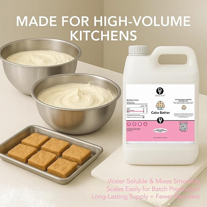 Dolce Flav Cake Batter Flavoring ??32 oz. ??Premium Water-Based Extract for Ice Cream, Desserts, Boba, Beverages & Baked Goods | Perfect for Bakeries, Caf챕s & Restaurants