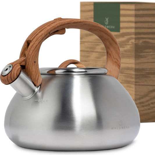 WALDWERK Tea Kettle Stovetop (2.4 Quart) - Teapot for Stovetop - also for Induction and Gas Stoves
