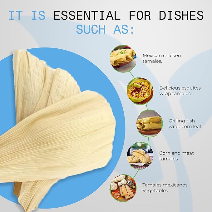 Quintal Mx Premium Corn Husk 50Pc Large - Naturally Dried Mexican Corn Husk- Corn Husk for Tamale Wrappers - Corn Husk Wrappers For Mexican & Grilled Dishes - Hojas Para Tamal Wrappers - Gluten Free