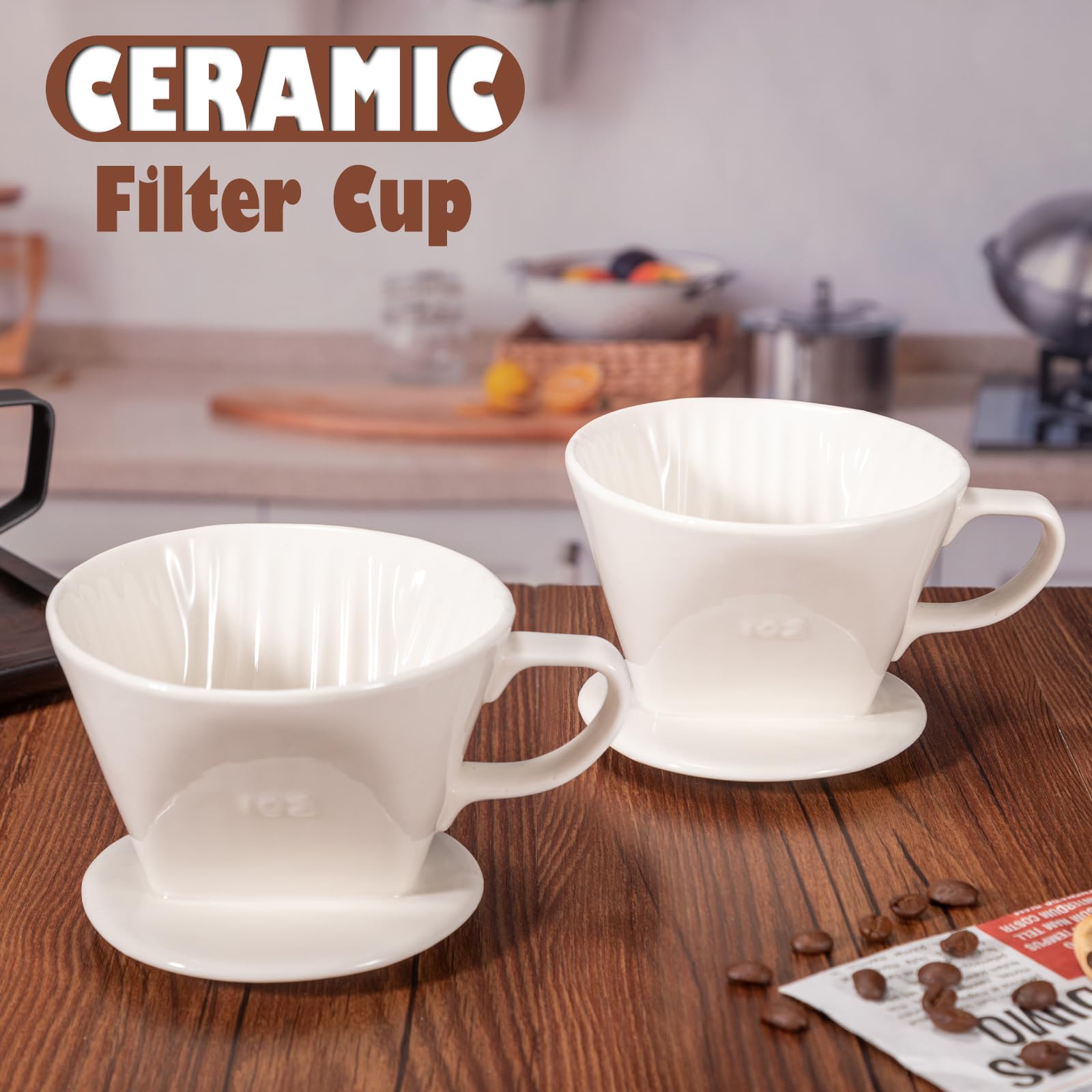 Noarixa Pour Over Coffee Dripper, Ceramic Pour Over Coffee Maker, White