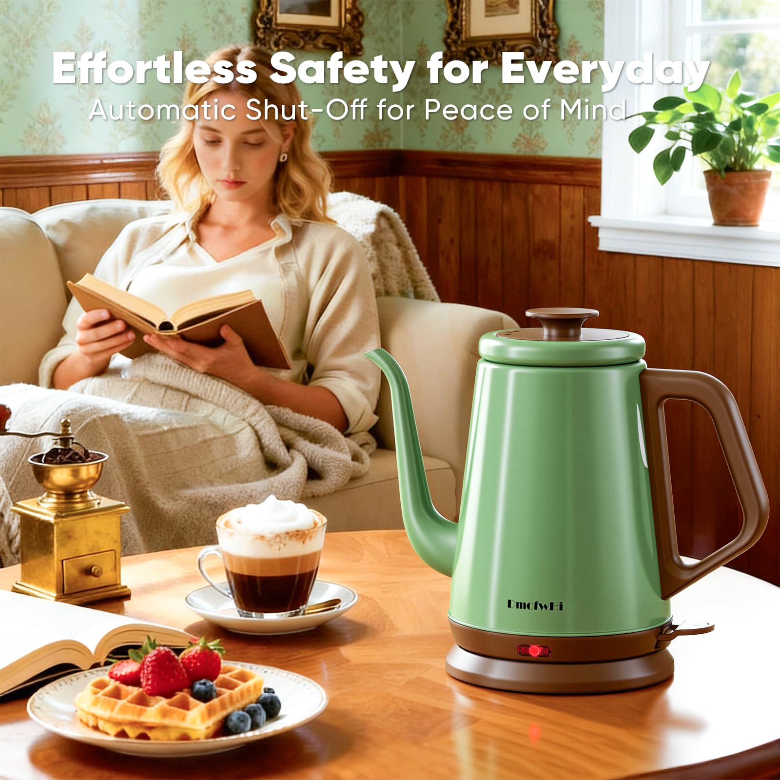 DmofwHi Gooseneck Electric Kettle(1.0L), 100% Stainless Steel BPA Free Classic Pour Over Coffee