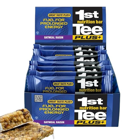 1st Tee PLUS+ Oatmeal Raisin bars made with Natural Ingredients Breakfast Bars | Best Oatmeal Bars, Golf Nutrition Bar Easily Digestible Balanced Nutrition Bars 12-60 grams bars