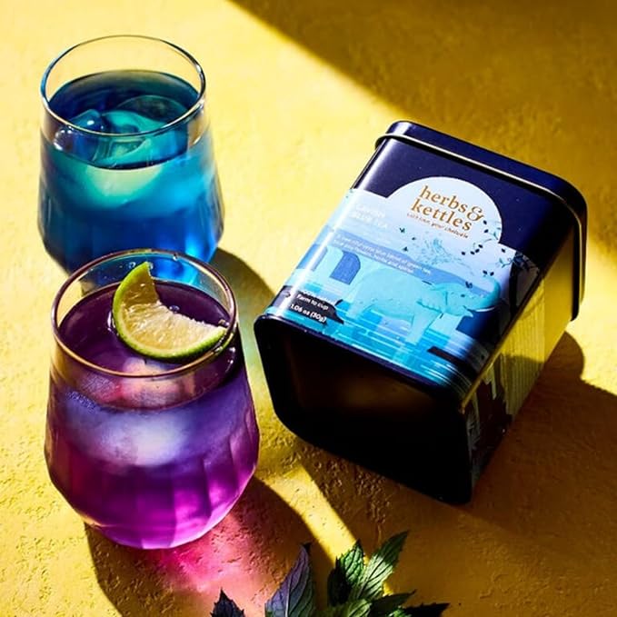 Herbs & Kettles Tea Gift Combo Set - Masala Chai, Calming Golden Latte & Lavish Blue Tea - Premium Loose Leaf Tea Collection - Relaxing, Energizing, and Refreshing Tea Variety Pack (3 Pack)