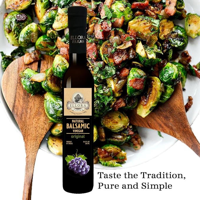 Ellora Farms, Plain Natural Balsamic Vinegar, Award-Winning, Thick and Creamy, No-added Sugars, No-Preservatives, Glass Bottle, 8.45 oz., Pack of 1