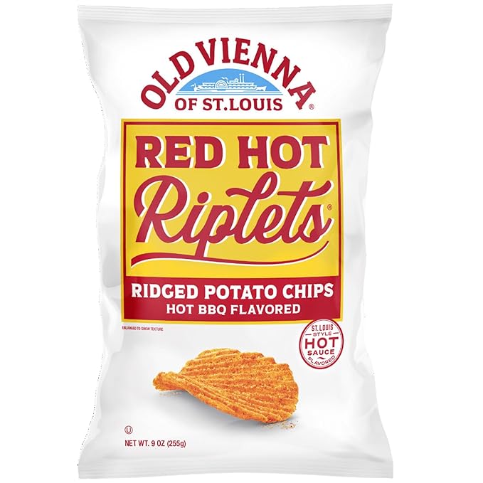 Old Vienna of St. Louis Red Hot Riplets Hot BBQ Chips 3oz Bags (Pack of 3) by TranadaCo