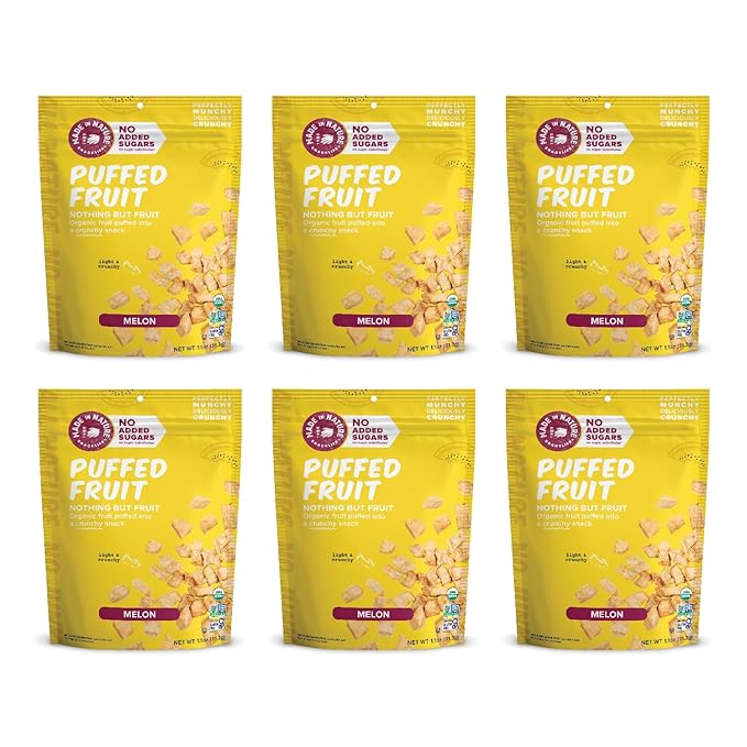 Made In Nature Organic Puffed Fruit, Melon, 1.1 Ounce Bag (Pack of 6) - Vegan Snack, Non-GMO, Gluten Free