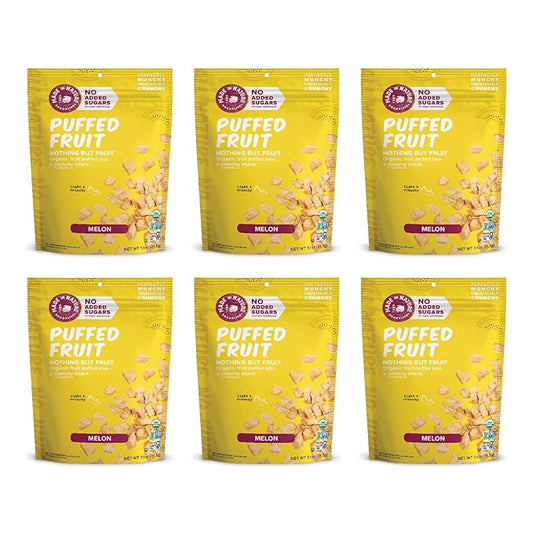 Made In Nature Organic Puffed Fruit, Melon, 1.1 Ounce Bag (Pack of 6) - Vegan Snack, Non-GMO, Gluten Free