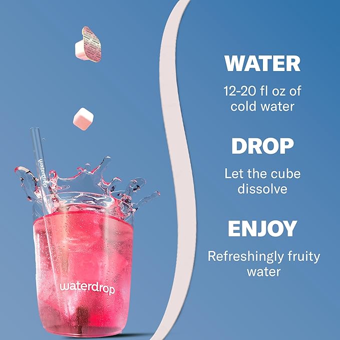 Waterdrop Hydration Cubes Mixed Berry Variety Pack, Zero Sugar Electrolyte & Vitamin Drink Mix, Flavored Water Enhancer Includes Blackberry, Blackcurrant, Microlyte Berry, Ice Tea Raspberry, 48 Count