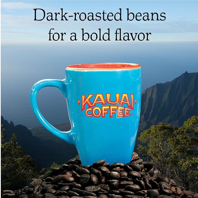 Kauai Coffee Single-Serve Pods, Na Pali Coast Dark Roast - Arabica Coffee from Hawaii’s Largest Coffee Grower, Compatible with Keurig K-Cup Brewers, 12 Count (Pack of 6)