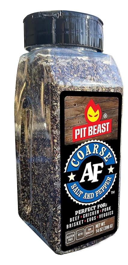 Pit Beast Coarse AF Salt and Pepper Spice Blend Dalmatian BBQ Rub | THE COARSEST SALT AND PEPPER | Steaks, Brisket, Chicken, Burgers | 14oz.
