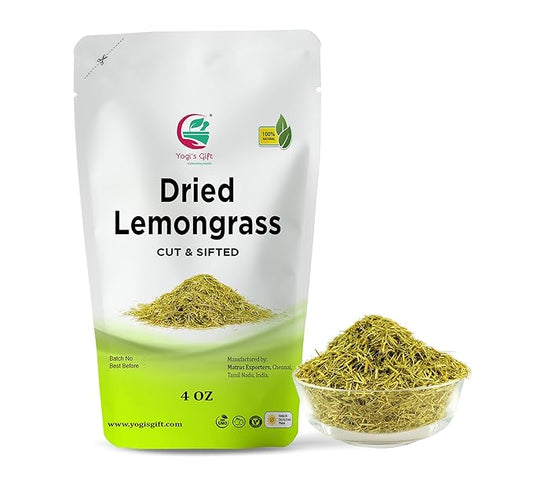 Dried Lemongrass 4 oz | Cut and Sifted Loose Leaf | Aroma Rich Lemon Grass | by Yogi's Gift 짰