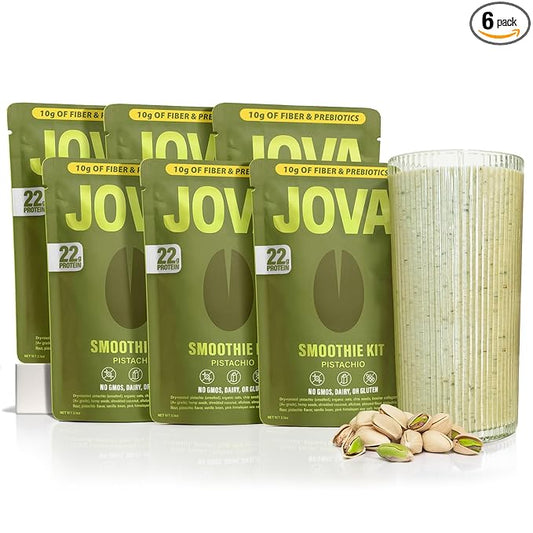 JOVA Pistachio Deliciously Good for You Shake | 22g Protein, 10g Fiber, 4g Sugar (Whole Foods: Oats, Pistachio, Collagen, Hemp Seed, Coconut, Honey, Vanilla Bean & Sea Salt), 6-Pack