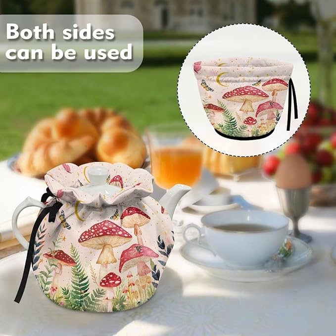 Red Mushroom Tea Cozies for Teapots Tea Cosy Tea Cover Keep Warm Tea Pot Dust Cover Insulated Kettle Cover for Home Kitchen Decorative Accessories