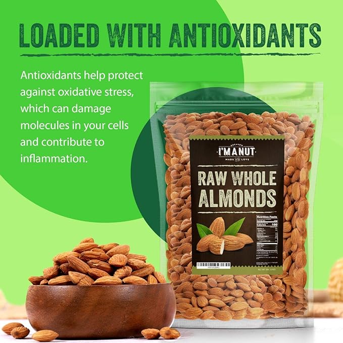 Raw California Almonds 48 oz (3 lbs) | Natural | Whole | Batch Tested Gluten & Peanut Free | No PPO | Non-GMO | No Herbicide | Healthy Protein boost | Premium Quality | for Snacking, Baking, Cooking