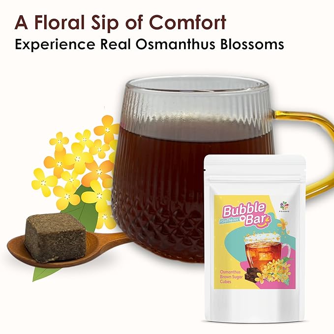 FOODHO Bubble Bar Osmanthus Brown Sugar Cubes ??Floral & Caramelized Sweetness, Muscovado Sugar, for Tea & Desserts, Enjoy Warm or Iced, Naturally Nourishing, No Preservatives