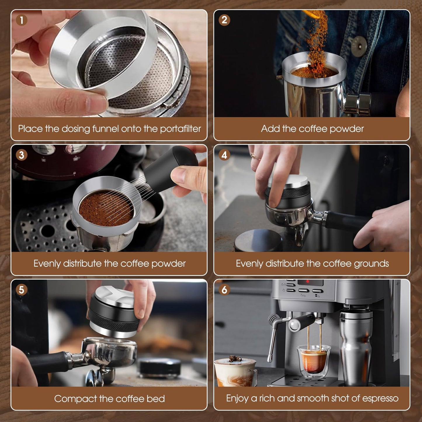 Reoszeank 51mm Espresso Accessories Kit, Distributor, Tamper, WDT, Funnel