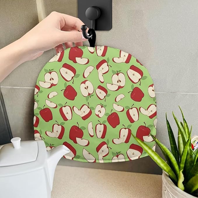 Large Tea Cozy for Teapot Red Apple Print Extra Thick Tea Pot Cover Home Kitchen Decoration Insulated Teapot Cozy Dust Kitchen Accessories for Home Daily