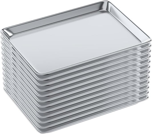 13 in. x 18 in. 19 Gauge Half Size Aluminum Bun. / Sheet Pan. Pack of 12