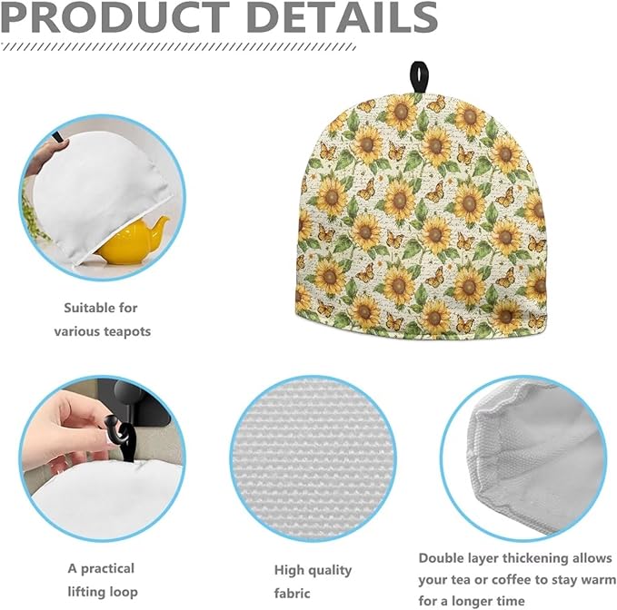 Tea Pot Cosy Insulating Large Tea Pot Cosies for Teapots Kitchen Accessory Home Table Decorative Thick Tea Cozies Scratch Proof Teapot Cozy Breakfast Warmer with Cotton Filling