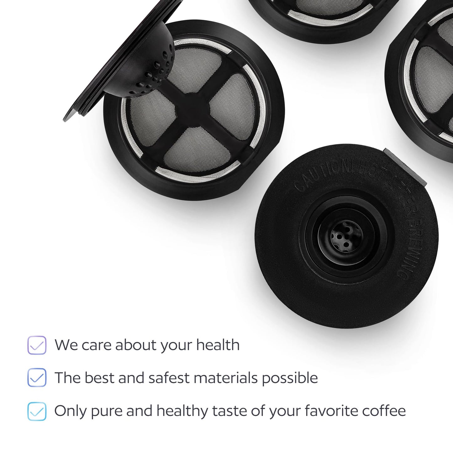 4 Black Reusable K Cups for Keurig Coffee Makers - Compatible with K-Express, K-Elite, K-Select