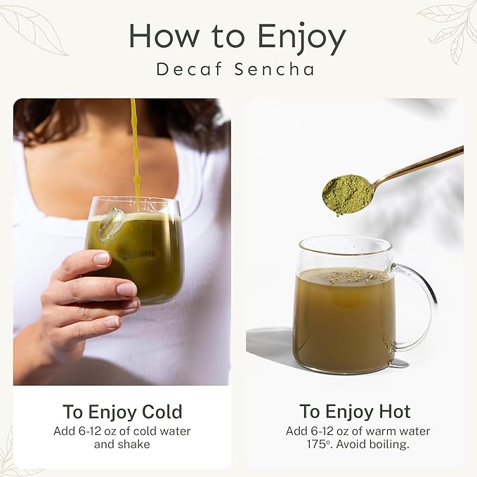 Yu Tea Decaf Organic Sencha Green Tea Powder | Rich in Antioxidants, EGCG, & L-Theanine | Pure Japanese First Harvest Leaf | Caffeine-Free & Unsweetened | Resealable Pouch, 2.65 oz, 100 Servings