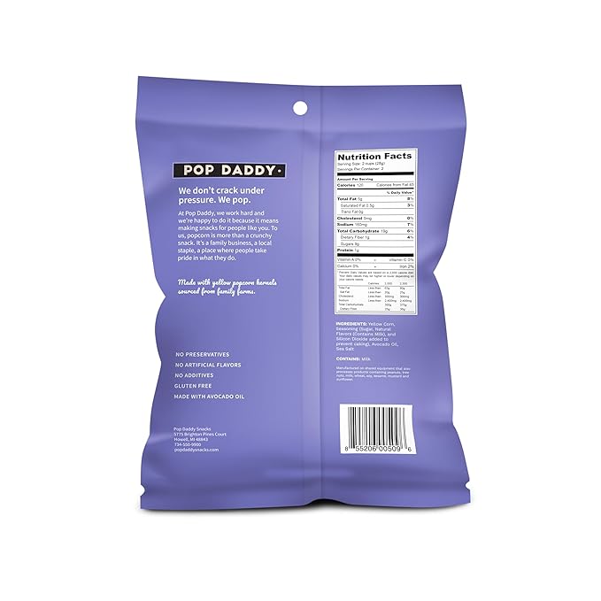 Pop Daddy Flavored Popcorn Gourmet, Kettle Flavor Popped Popcorn, Hand Seasoned Ruby Red Kernels, Gluten Free Healthy Popcorn Snacks, 6.4oz Individual Bags, 3 Pack