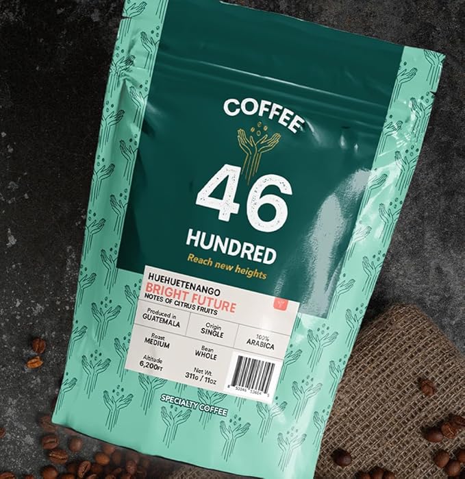 COFFEE 46 HUNDRED® Huehuetenango - Whole Bean Specialty Coffee from Guatemala - 100% Arabica Single Origin - Medium Roast - 311g/11oz - High Altitude Coffee - Grown at 6,200 ft