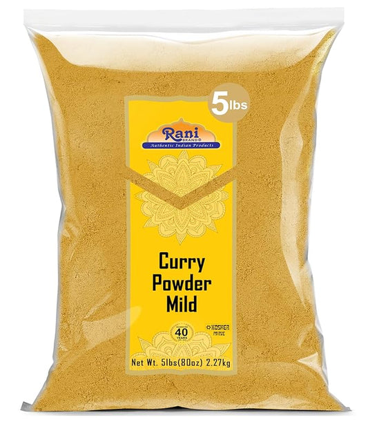 Rani Curry Powder Mild (10-Spice Authentic Indian Blend) 80oz (5lbs) 2.27kg Bulk ~ All Natural | Salt-Free | NO Chili or Peppers | Vegan | No Colors | Gluten Friendly | NON-GMO | Indian Origin