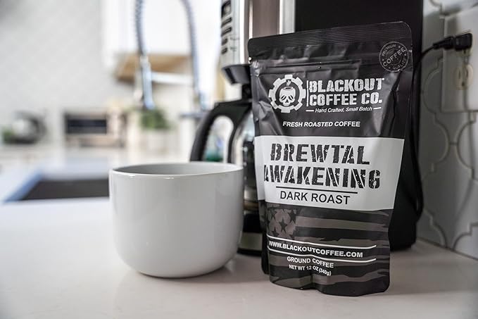 Blackout Coffee Brewtal Awakening Whole Bean Coffee ??Dark Roast, High Caffeine, Bold & Strong ??Freshly Roasted 12oz Bag, American Made