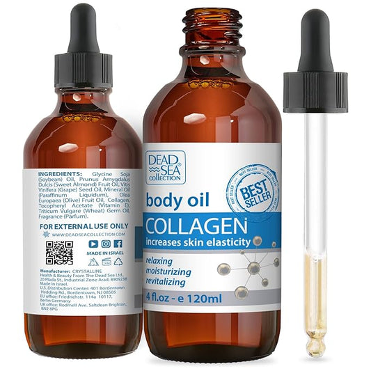 Dead Sea Collection Body Oil for Dry Skin - Collagen & Vitamin E - Moisturizing & Nourishing