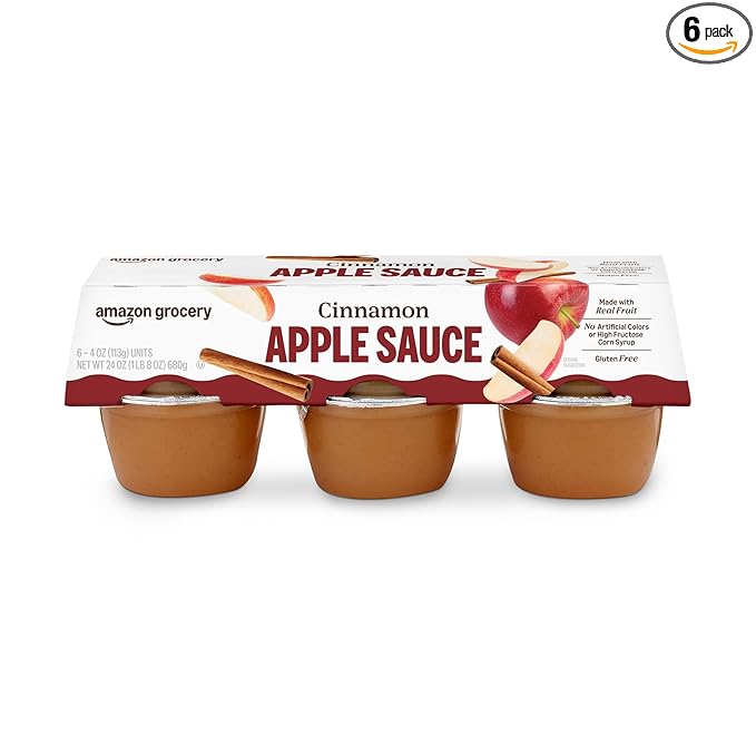 Amazon Grocery, Cinnamon Apple Sauce, 4 Oz, Pack of 6 (Previously Happy Belly, Packaging May Vary)