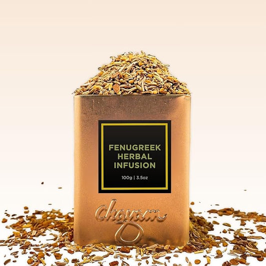 CHAYAM Fenugreek Seed Tea 50+Cups/3.53oz | Herbal Tea with Fennel, Cumin, Ajwain, Licorice | Tea for Gut Health, Digestion & Relaxation | Caffeine-Free | 100% Natural, No Added Sugar, No Added Flavor