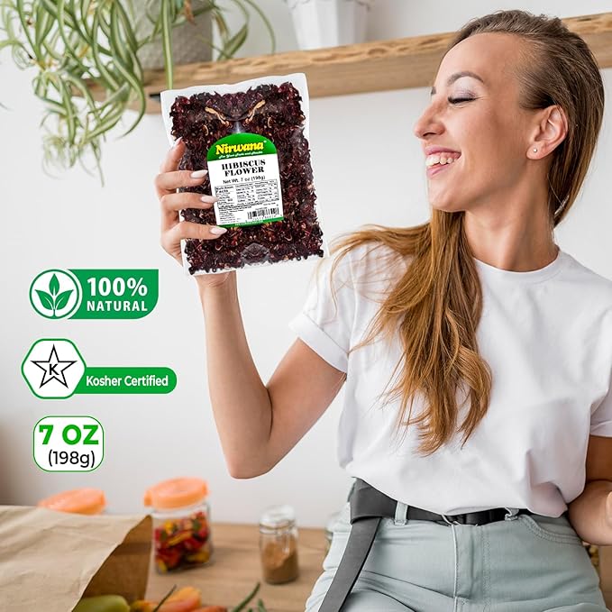 Premium Dried Hibiscus Flowers ??Whole Flower Petals for Herbal Infusions, Loose Leaf Blends, and Culinary Use ??Perfect with Dandelion Root, Raspberry Leaf, and More