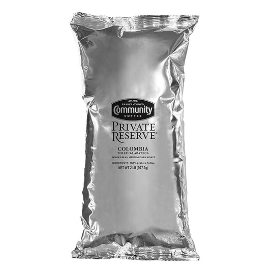 Community Coffee Private Reserve Colombia Toldeo-Labateca Whole Bean Coffee, Medium-Dark Roast, 32