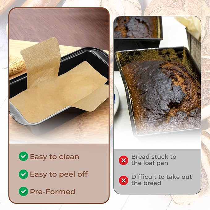 200 Pcs Loaf Pan Liners for Baking Bread 9x5 Parchment Paper, Non-stick Loaf Pan Liners