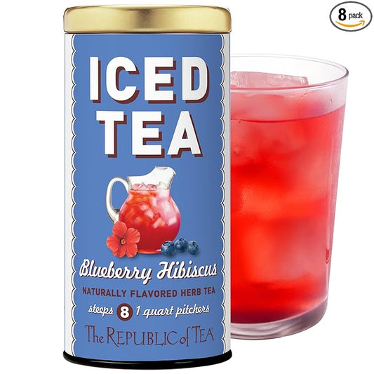 The Republic of Tea - Blueberry Hibiscus Iced Tea, 8 Tea Bags, Herbal Tea, Caffeine Free