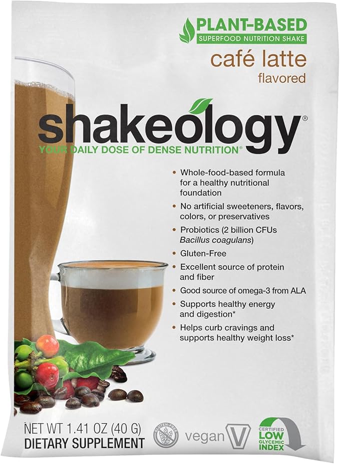 BODi Shakeology Plant-Based Vegan Protein Powder ??Gluten-Free Superfood Shake with Vitamins & Minerals ??Helps Support Healthy Weight Loss & Gut Health, Cafe Latte, 14 Individual Packets