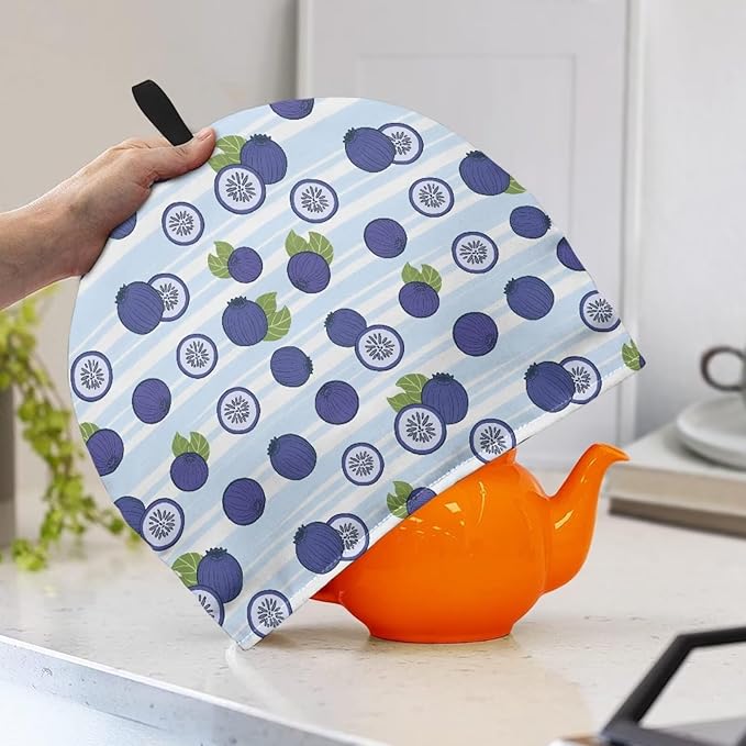 Blueberry Print Tea Pot Cover Teapots Cosy Insulated Tea Cozies Home Kitchen Decoration Teapot Dust Cover Warming Tea Kettle Quilt Creative Gifts for Party