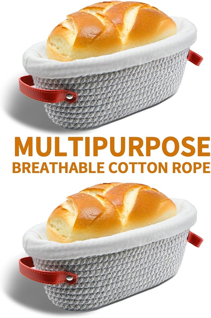 Cotton Rope Banneton Bread Proofing Basket Setï¼? Pack Oval Cottonbanneton Bread Proofing Basket Set Bowls With Liners，Sourdough Bread Baking Supplies