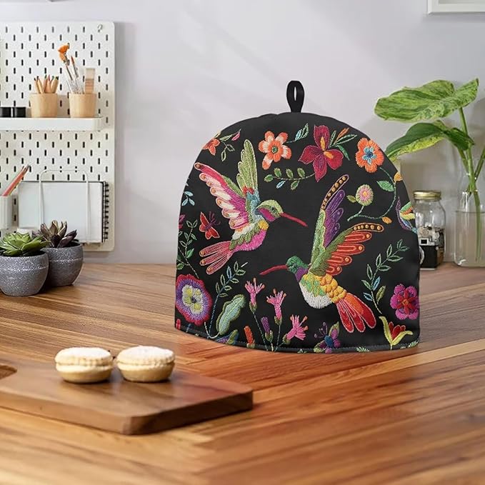 Hummingbird Tea Cozy for Teapot Insulated Floral Tea Cosy for Teapot Home Kitchen Decor Tea Pot Cover for Keeping Warm