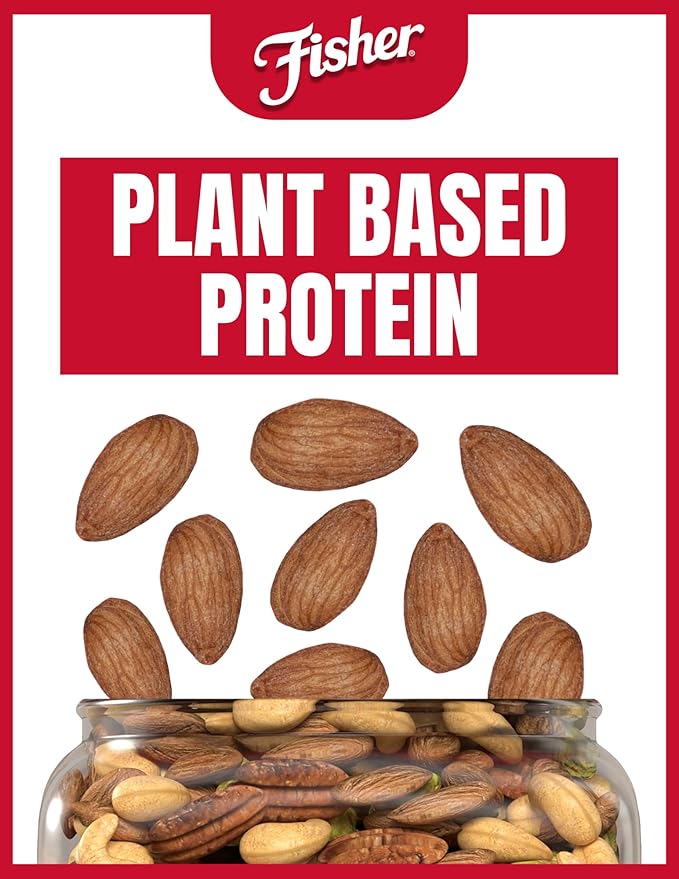Fisher Oven Roasted Never Fried Almonds, 24 Ounces (Pack of 1), Heart Healthy Snacks for Adults, Made with Sea Salt, No Added Oil, Artificial Ingredients or Preservatives, Gluten Free, Vegan Protein