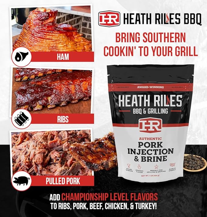 Pork Injection & Brine, Heath Riles Meat Injector, Award Winning Pork Injector & Brine, Made in the USA