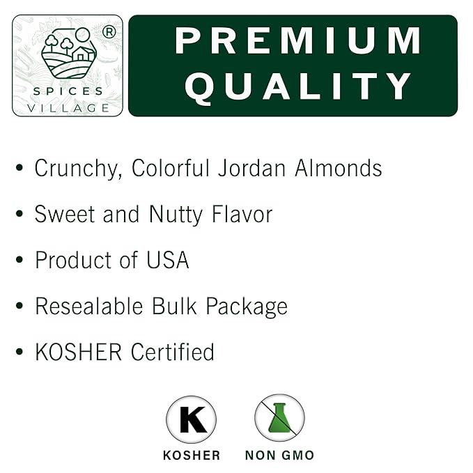 Spices Village Premium Jordan Almonds Halloween Mix, White, Purple and Orange,Crunchy Candy Coated Almonds, Ideal for Christmas, Weddings, Baby Showers, Parties, Favors, and Gifting, Kosher Certified
