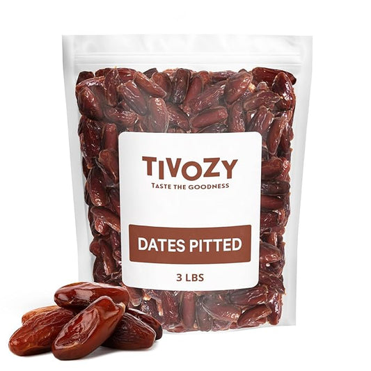 Pitted Dates 3lbs pack of Deglet Noor Dates Pitted, Bulk, Delicious and Nutritious Deglet Date Ideal for Baking, Energy Bites and Salads, Whole Dried and Ready to Eat
