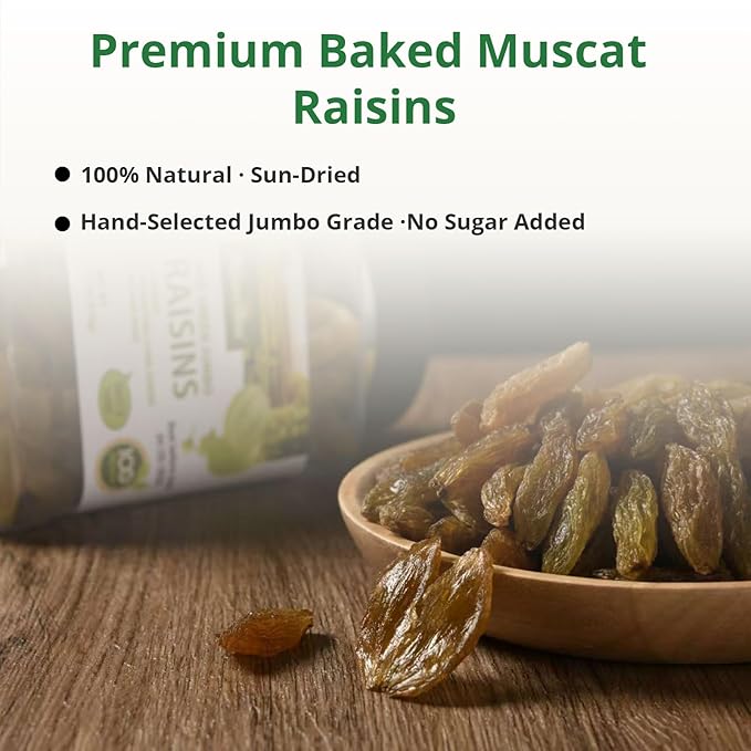 Naturebliss Premium Green Raisins, Long-Grain, Jumbo Seedless Grapes Dried Fruit Snacks, No Sugar Added, Non-GMO, Naturally Shade-Dried Raisins, Healthy Energy Snacks (6 OZ/Pack of 1)