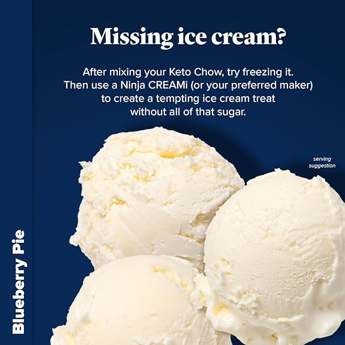 Keto Chow Blueberry Pie - Keto Meal Replacement Shake Powder - Nutritionally Complete - Low Carb - Delicious Easy Meal Substitute - Protein Rich & Dairy Free - Single Meal Serving